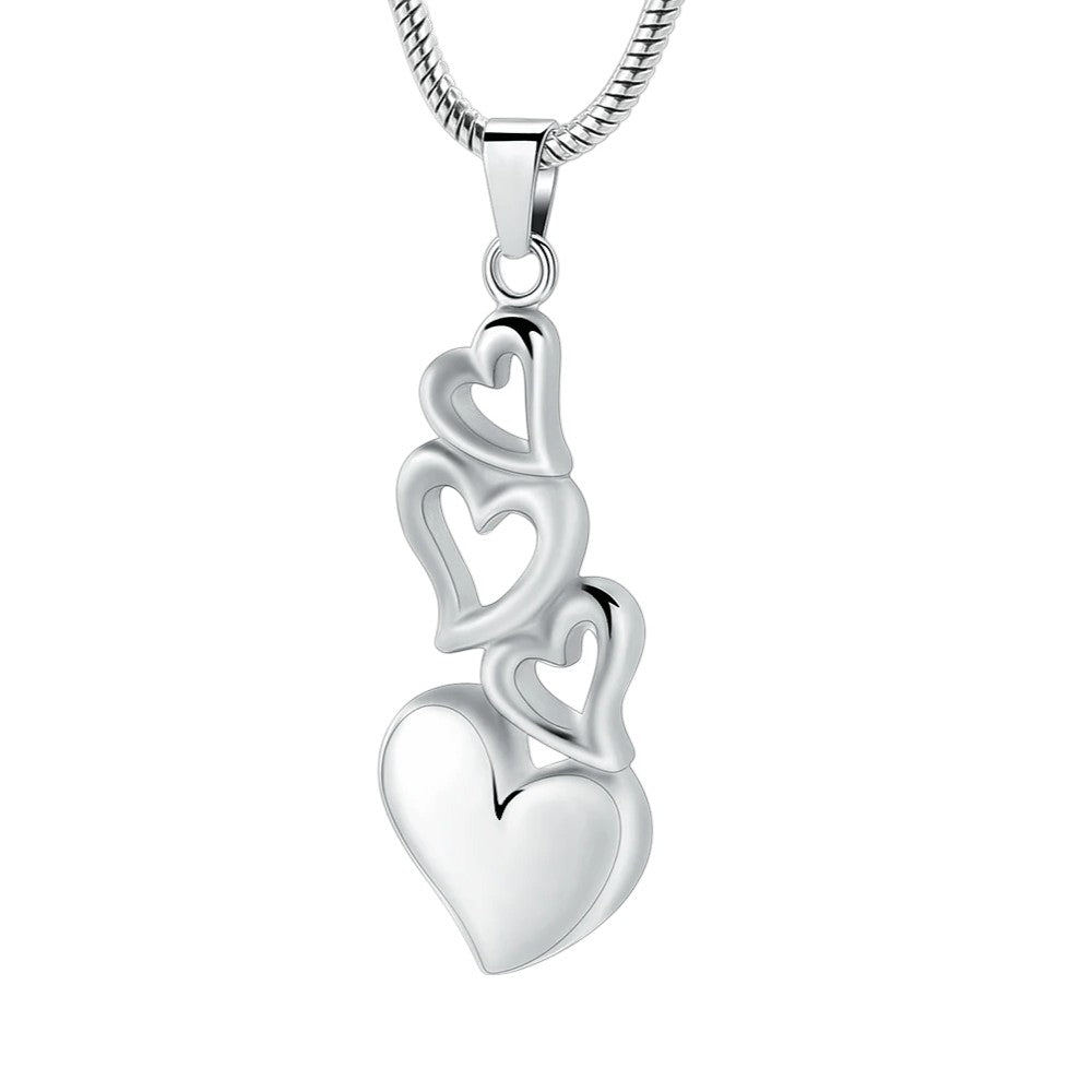 Ashanger vier harten – symbolisch rouwsieraad staal - Aramat Jewels - Gedenkhangers - cadeautip