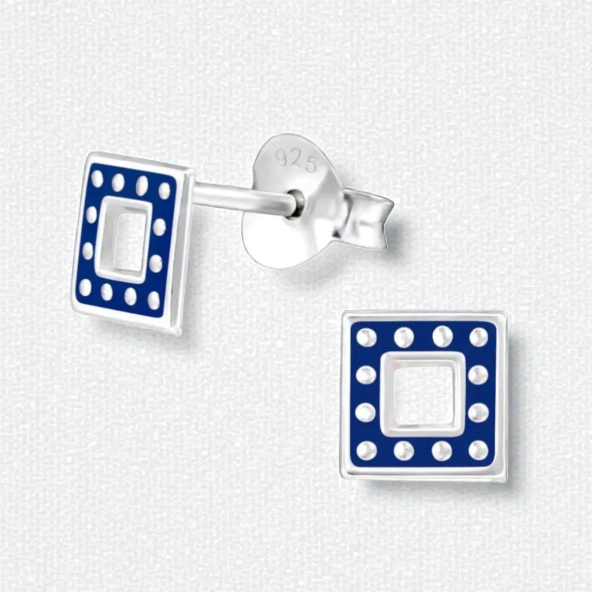Bali Oorbellen 925 Zilver - Vierkant Donker Blauw - Aramat Jewels - Oorbellen - cadeautip
