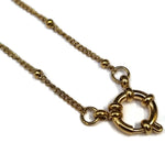 Gouden Stainless Steel Bedelketting Met Bolletjes Met Ronde Sluiting.