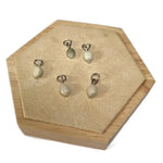 Houten Doosje Met Drie Ringen - Natuursteen Bedeltje Marmer Nude Beige