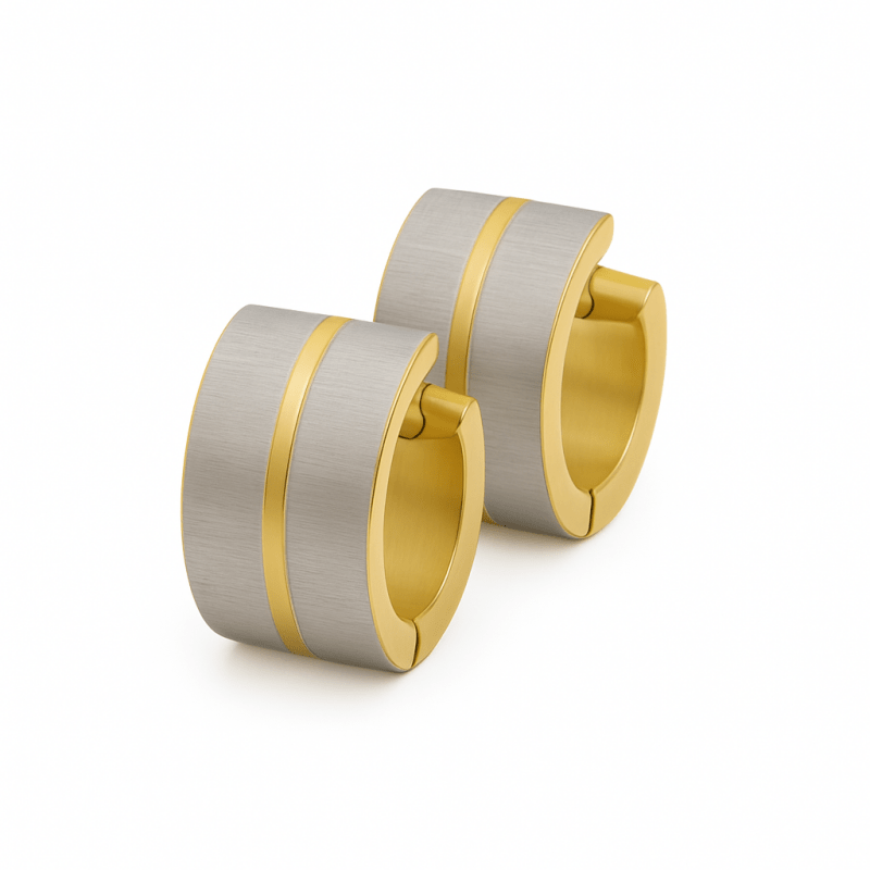 Bicolor Rvs Oorringen - Matte creolen - oor5909 - se30085 - Oorringen kopen# - 13mm - 7mm - alles