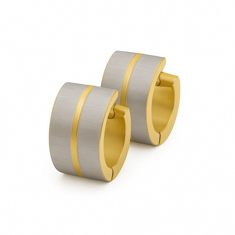 Bicolor Rvs Oorringen - Matte creolen - oor5909 - se30085 - Oorringen kopen# - 13mm - 7mm - alles