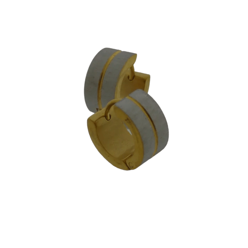 Een paar tweekleurige gouden en zilveren ringen