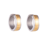 Bicolor RVS Oorringen met Goudkleurige Streep 13x7mm - oor5818 - se28070 - Oorringen kopen# - 13mm - 7mm - alles