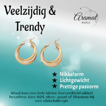 Bicolor Triple Oorringen 35mm – Ruitjesmotief & Stainless Steel - oor6353 - 49847 - Oorringen kopen# - 35mm - alles - bicolor