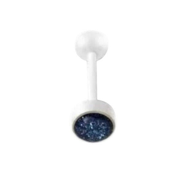 Een paar witte en blauwe oortelefoons met glitters