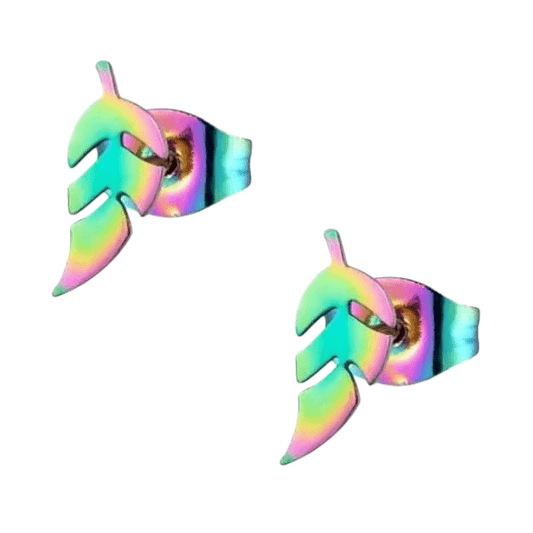 Bladvormige Oorbellen – RVS – 5x13 mm – Uniseks Regenboogkleur - oor151 - Oorbellen kopen# - 13mm - alles - blad