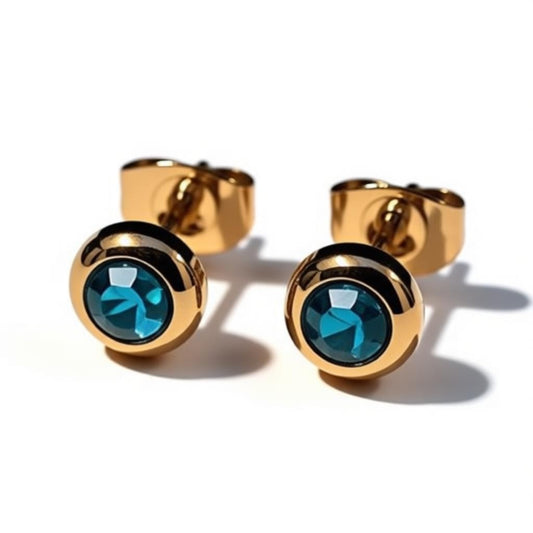 Blue Zirconia Gold-Colored Earrings