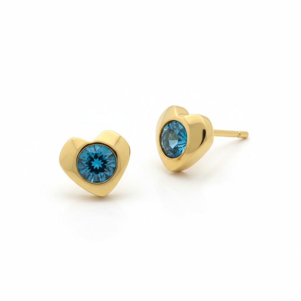 Blauwe Zirkonia Hartjes Oorbellen - Aramat Jewels - Oorbellen - cadeautip