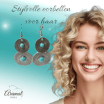 Bohemien Oorhangers met Dubbele Cirkels - oor6029 - Oorhangers kopen# - 65mm - alles - bali