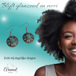 Bohemien Oorhangers met Emaille en Turquoise Steen - oor6024 - Oorhangers kopen# - 40mm - alles - bali