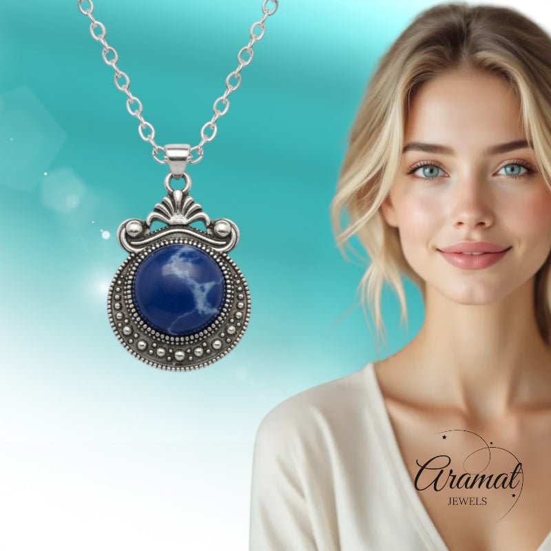 Boho halsketting met blauwe steen - Aramat Jewels - Halskettingen - cadeautip