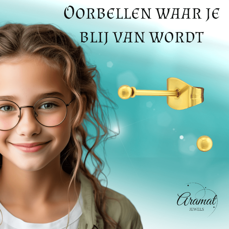 Bolletjes oorbellen – Goudkleur – 2mm - oor2721 - XE5558 - Oorbellen kopen# - 2mm - alles - bolletjes