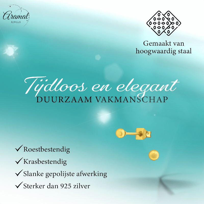 Bolletjes oorbellen – Goudkleur – 3mm - oor2719 - XE5558 - Oorbellen kopen# - 3mm - alles - bolletjes