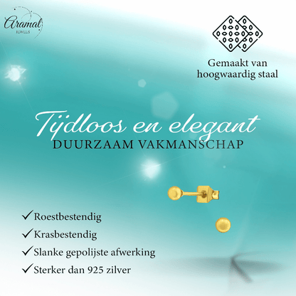 Bolletjes oorbellen – Goudkleur – 3mm - oor2719 - XE5558 - Oorbellen kopen# - 3mm - alles - bolletjes