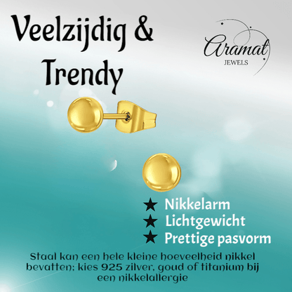 Bolletjes oorbellen – Goudkleur – 4mm - oor1007 - xe5558 - Oorbellen kopen# - 4mm - alles - bolletjes