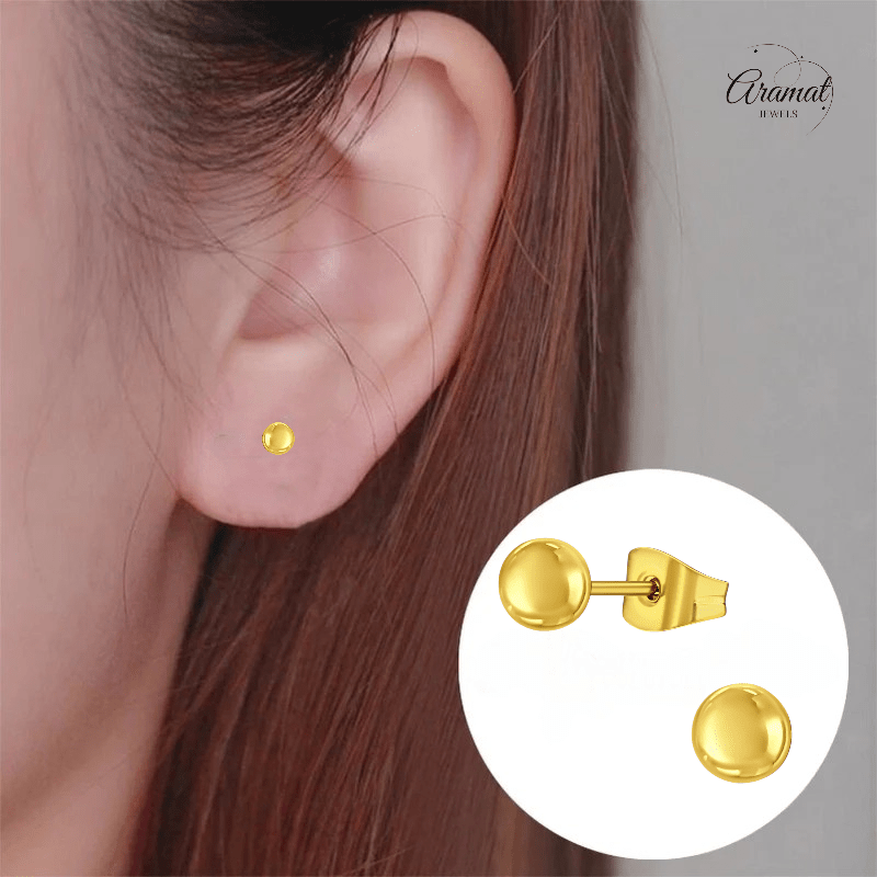 Bolletjes oorbellen – Goudkleur – 4mm - oor1007 - xe5558 - Oorbellen kopen# - 4mm - alles - bolletjes