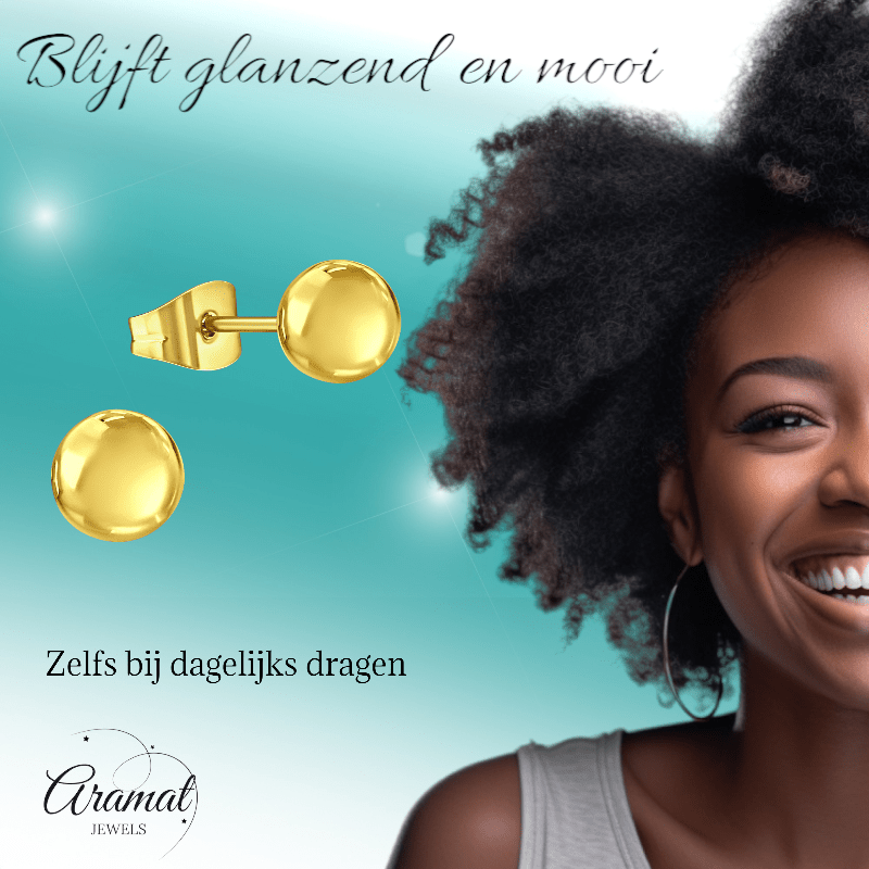 Bolletjes oorbellen – Goudkleur – 6mm - oor2720 - 14136 - Oorbellen kopen# - 6mm - alles - bolletjes