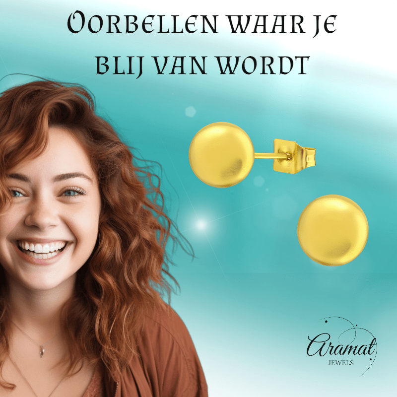 Bolletjes oorbellen – Goudkleur – 7mm - oor3485 - 14137 - Oorbellen kopen# - 7mm - alles - bolletjes