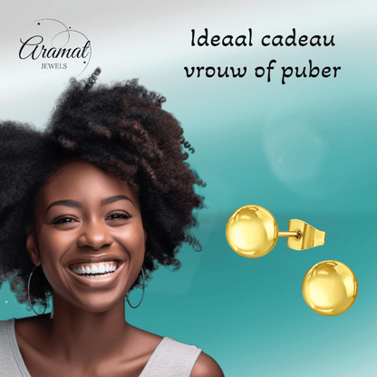 Bolletjes oorbellen – Goudkleur – 8mm - oor2725 - 14138 - Oorbellen kopen# - 8mm - alles - bolletjes