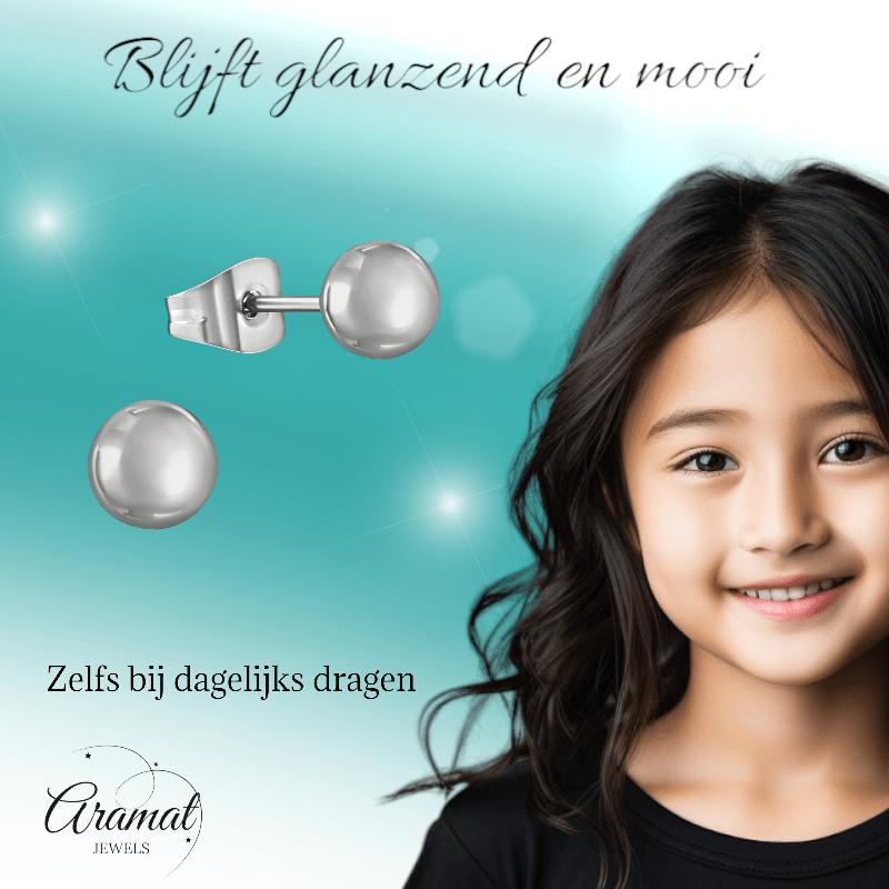 Bolletjes oorbellen – zilverkleur – 4mm - oor1377 - XE54559 - Oorbellen kopen# - 4mm - alles - bolletjes