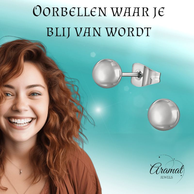 Bolletjes oorbellen – zilverkleur – 5mm - oor1375 - XE54559 - Oorbellen kopen# - 5mm - alles - bolletjes