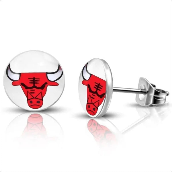 Stalen Logo Oorknoppen - Chicago Bulls Oorknoppen Van Verzilverd Sterlingzilver