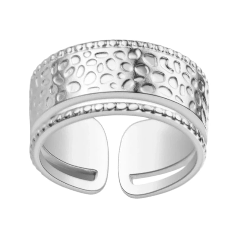 Brede Damesring met Motief | 9mm - Stainless Steel - ring383 - 2982 - Ringen kopen# - Zilverkleur - alles - boho