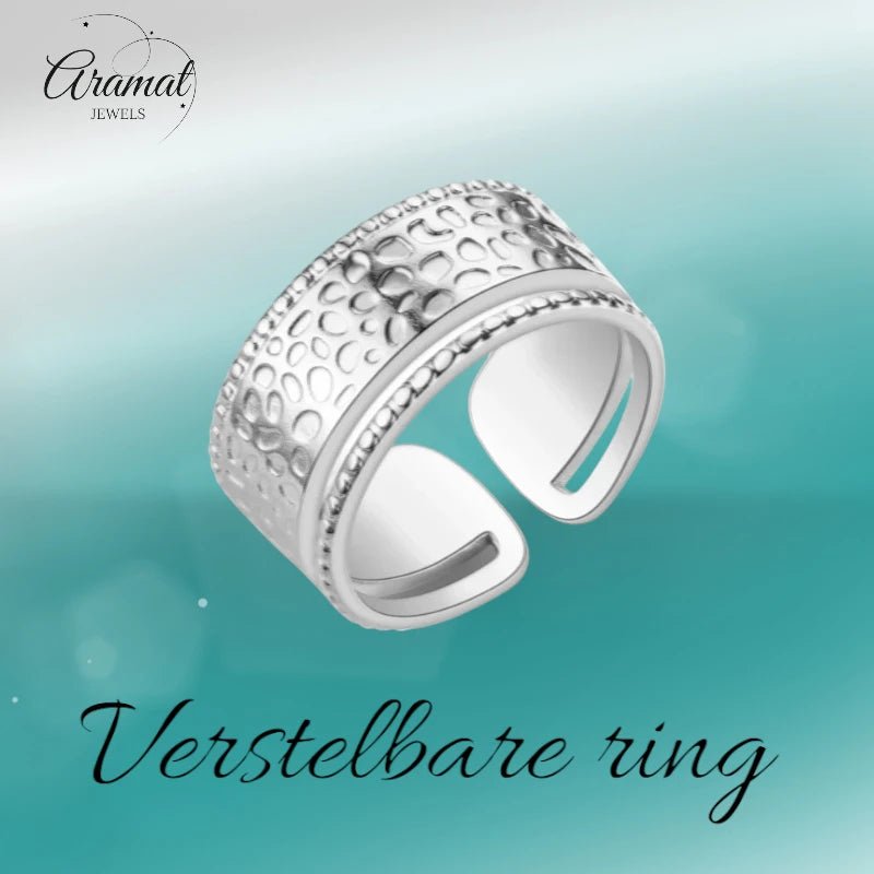 Brede Damesring met Motief | 9mm - Stainless Steel - ring383 - 2982 - Ringen kopen# - Zilverkleur - alles - boho