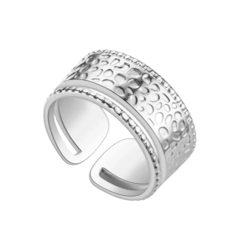 Brede Damesring met Motief | 9mm - Stainless Steel - ring383 - 2982 - Ringen kopen# - Zilverkleur - alles - boho