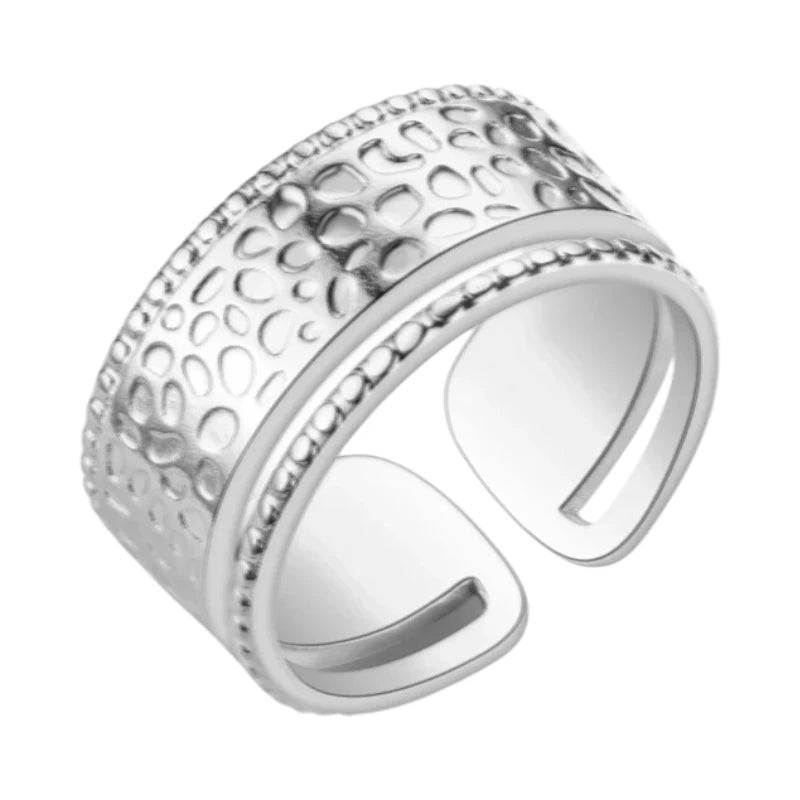 Brede Damesring met Motief | 9mm - Stainless Steel - ring383 - 2982 - Ringen kopen# - Zilverkleur - alles - boho