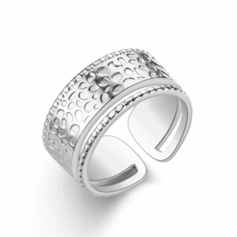 Brede Damesring met Motief | 9mm - Stainless Steel - ring383 - 2982 - Ringen kopen# - Zilverkleur - alles - boho