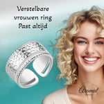 Brede Damesring met Motief | 9mm - Stainless Steel - ring383 - 2982 - Ringen kopen# - Zilverkleur - alles - boho