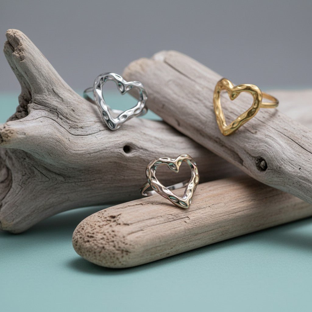Brede Damesring Verstelbaar – Groot Open Hartje – One Size - Aramat Jewels - Ringen - cadeautip