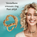 Brede Damesring Verstelbaar – Groot Open Hartje – One Size - ring327 - 73903 - Ringen kopen# - Goudkleur - alles - boho