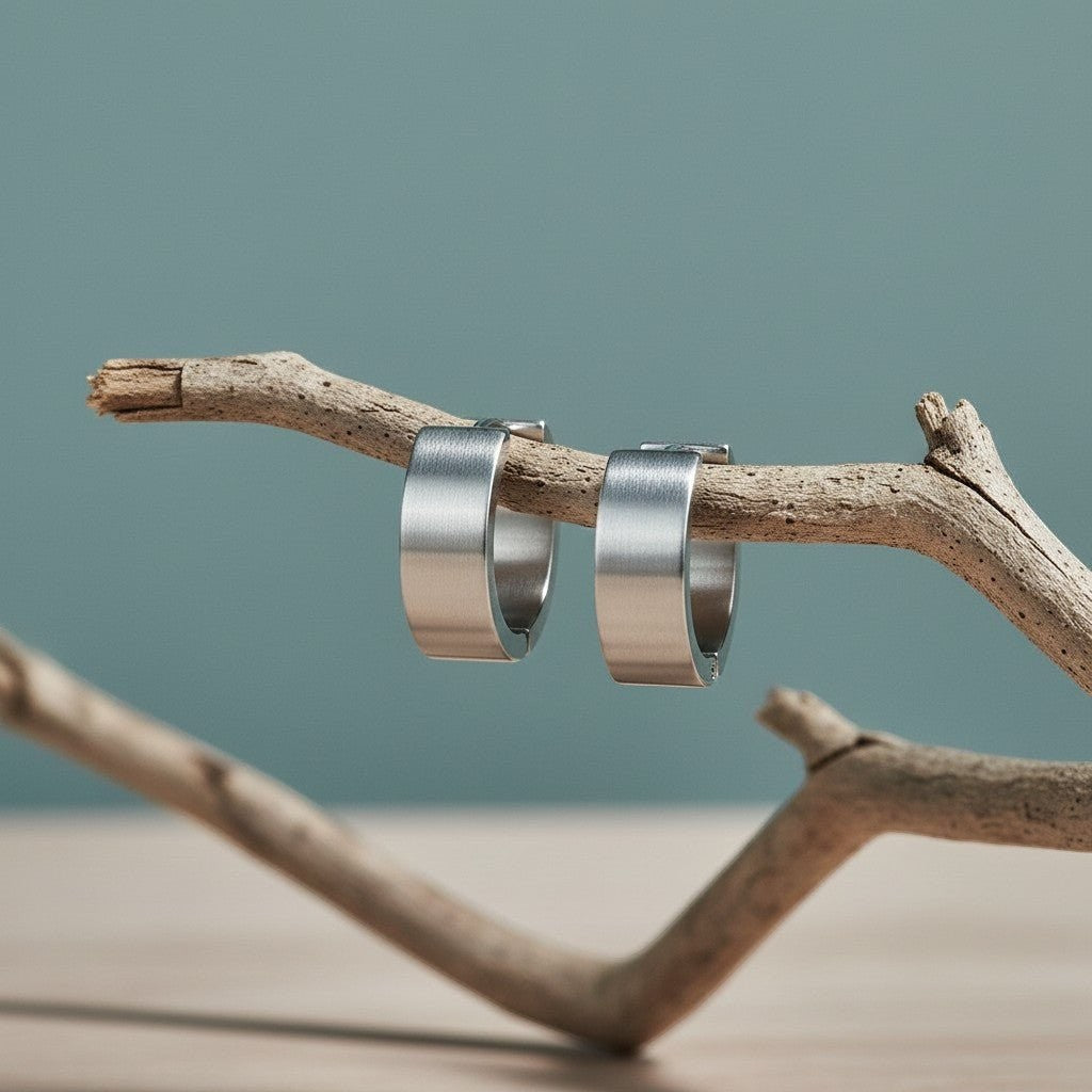 Brede RVS Oorringen Glad Glanzend Zilverkleur 20mm - Aramat Jewels - Oorringen - cadeautip