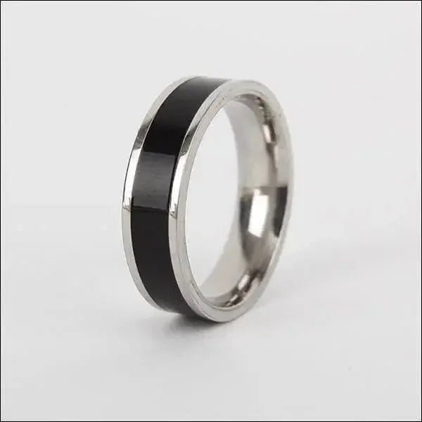 Brede Stalen Ring met Zwarte Lijn - Unisex Sieraad