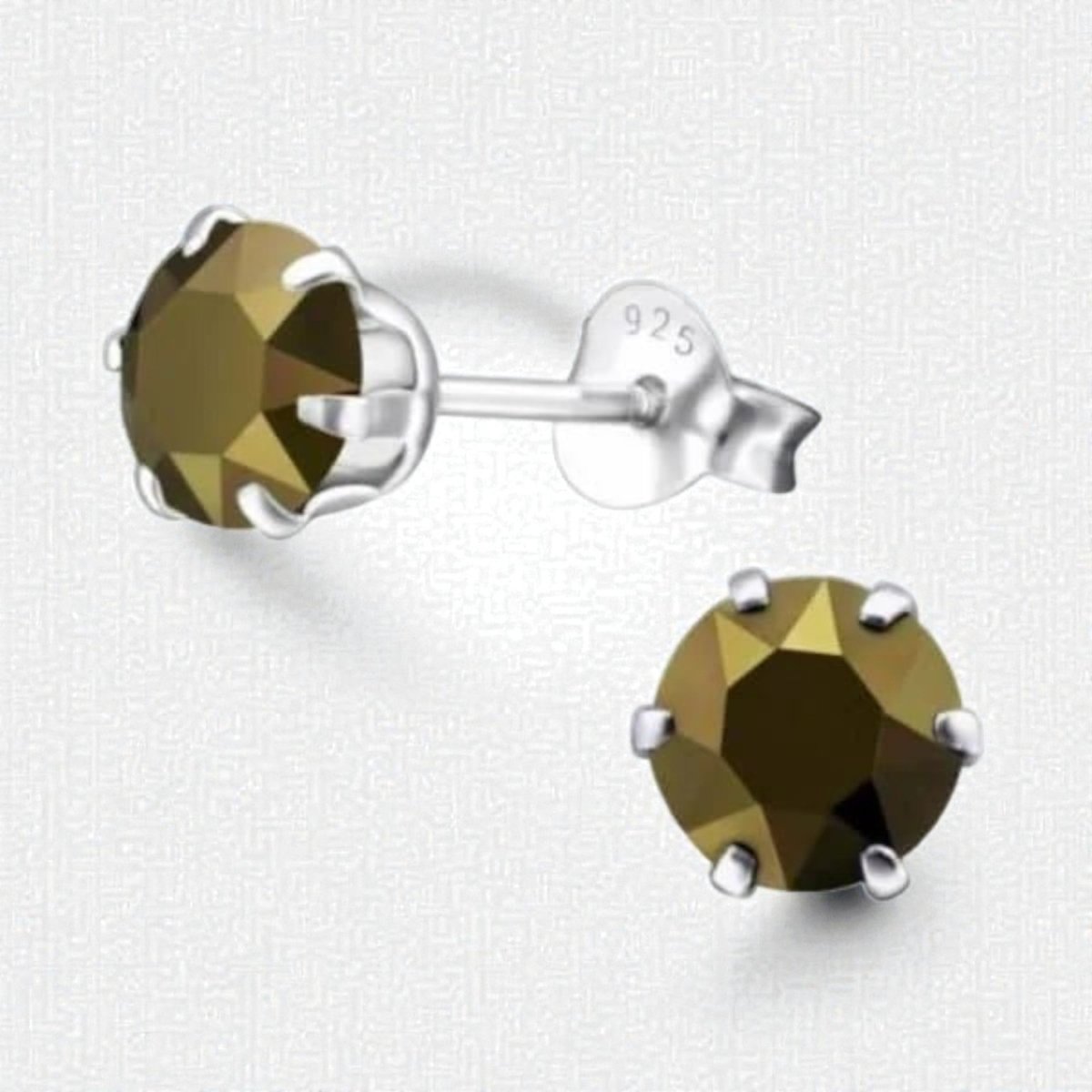 Bruine Kristal Oorbellen zilver - Aramat Jewels - Oorbellen - cadeautip