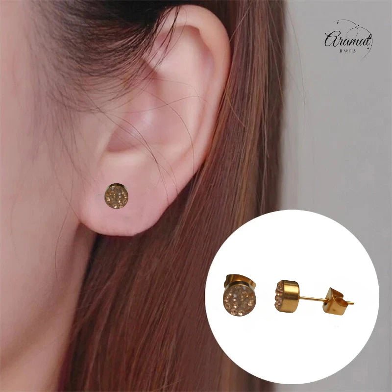 Champagne kristallen oorstekers 6 mm – goudkleurig - oor880 - Oorbellen kopen# - 6mm - alles - cadeau