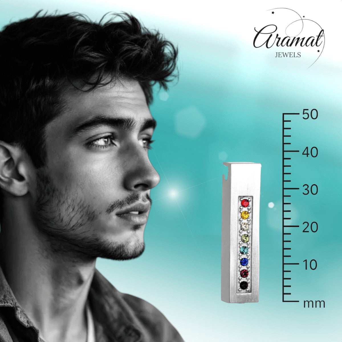 Crematiehanger buis multi - zirkonia – zilverkleur – 34mm - Aramat Jewels - Gedenkhangers - cadeautip