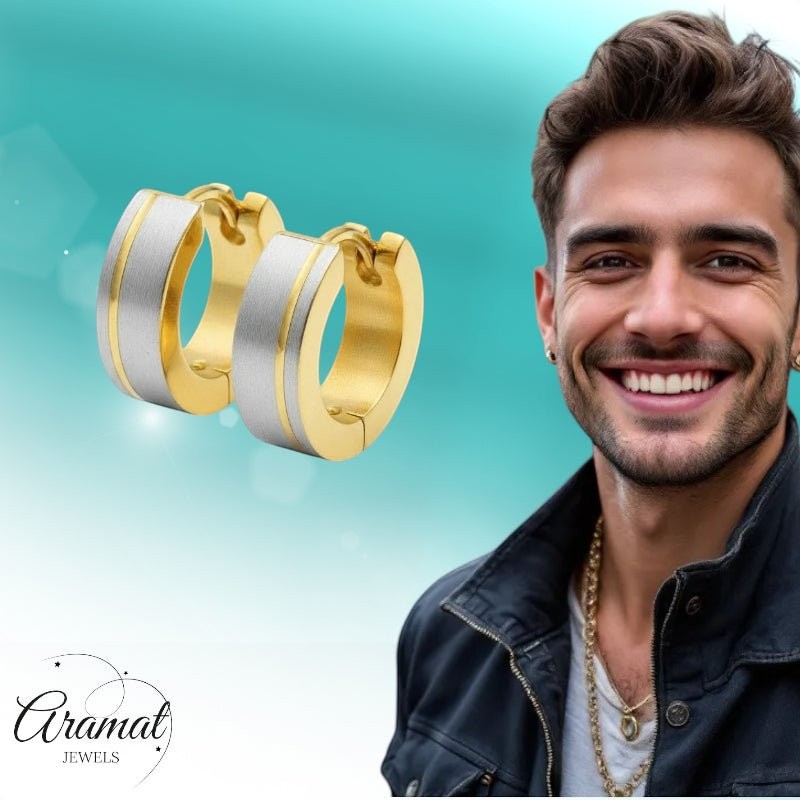 Creolen – Bicolor RVS Mat Zilver/Goud (13mm) - Aramat Jewels - Oorringen - cadeautip