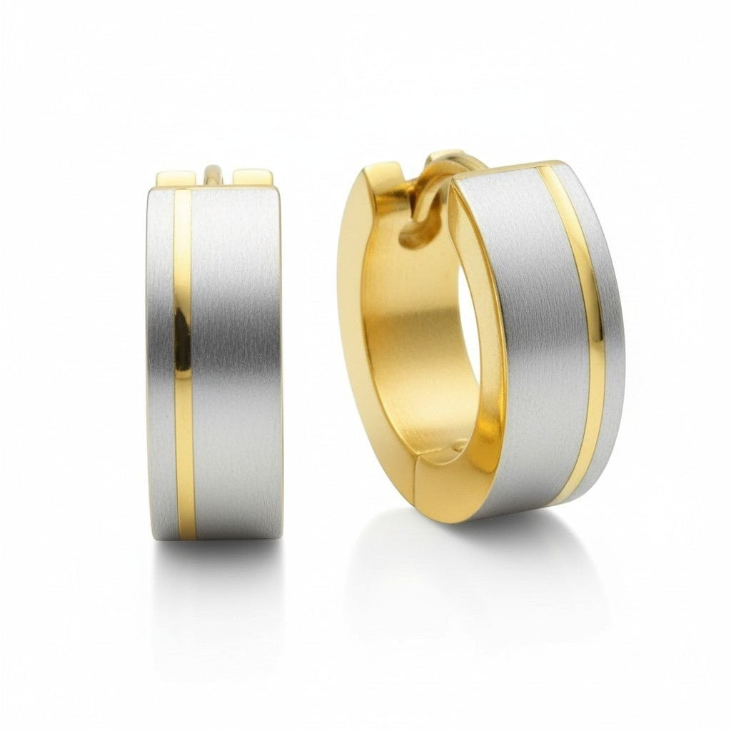 Creolen – Bicolor RVS Mat Zilver/Goud (13mm) - Aramat Jewels - Oorringen - cadeautip