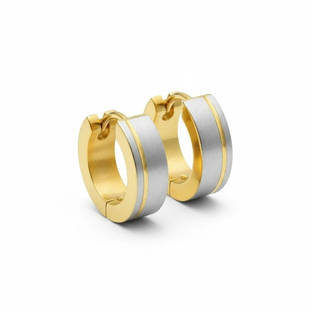 Creolen – Bicolor RVS Mat Zilver/Goud (13mm) - Aramat Jewels - Oorringen - cadeautip