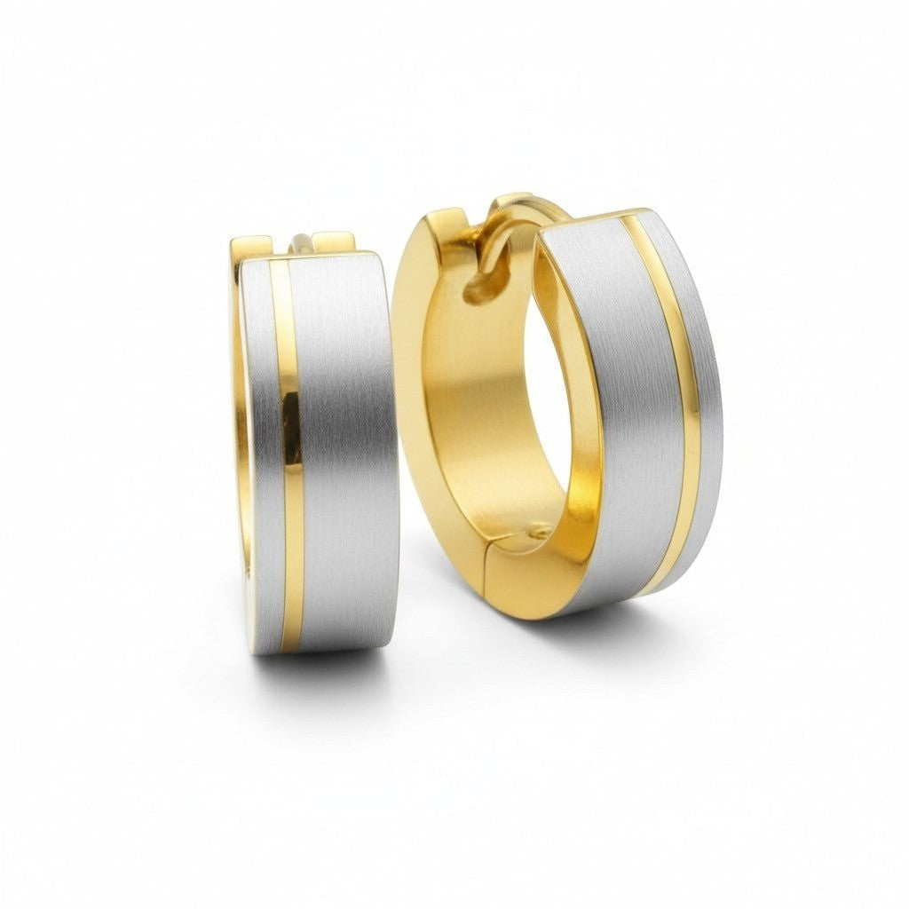 Creolen – Bicolor RVS Mat Zilver/Goud (13mm) - Aramat Jewels - Oorringen - cadeautip