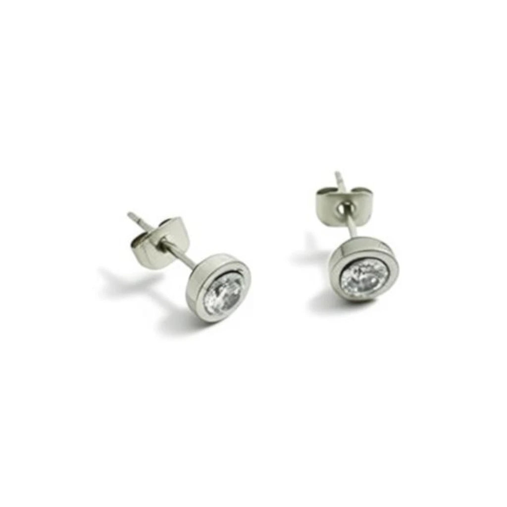 Stainless steel earrings with 6mm zirconia