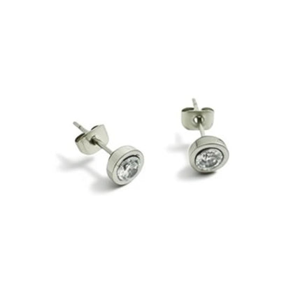 Stainless steel earrings with 6mm zirconia