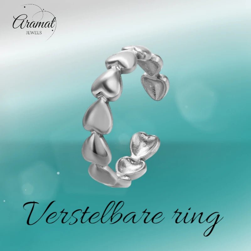 Dames Schakelring met Hartjesrand | 5mm - RVS - ring382 - 61847 - Ringen kopen# - Zilverkleur - alles - boho