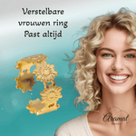 Damesring Verstelbaar – Bloemetjes Schakels – One Size - ring317 - 161786 - Ringen kopen# - Goudkleur - alles - cadeau