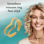 Damesring Verstelbaar - Open Ring 2 Mode Strepen - One Size - ring328 - 58177 - Ringen kopen# - Goudkleur - alles - cadeau