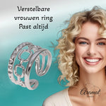 Damesring Verstelbaar – Open Ring met Gladde, Schakel & Bewerkte Lijn – One Size - Ringen kopen